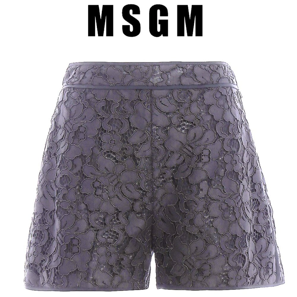MSGM italian designer black lace broderie shorts, fully lined, EU 40, US 8